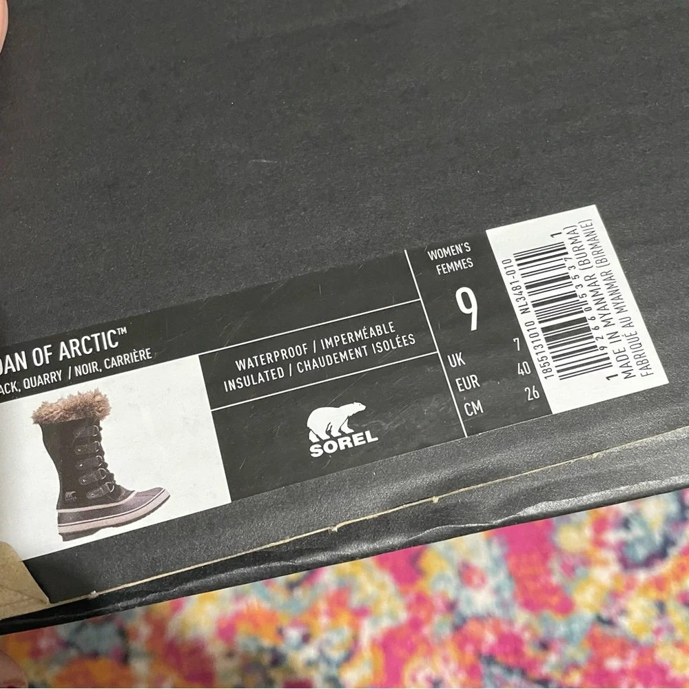 NWT Sorel Joan of Artic Boots in Black Quarry Size 9 - Picture 5 of 7